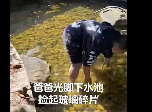 傳送帶廠家：榜樣！爸爸赤腳下水撈寶寶扔的玻璃渣