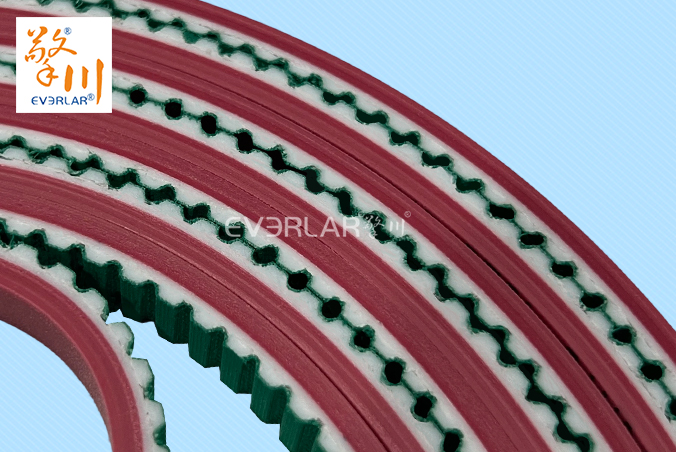 PU同步帶加綠布紅膠耐油耐磨食品行業(yè)自動(dòng)化生產(chǎn)線(xiàn)聚氨酯傳動(dòng)帶