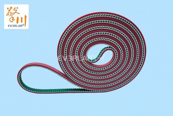 PU同步帶加綠布紅膠耐油耐磨食品行業(yè)自動(dòng)化生產(chǎn)線(xiàn)聚氨酯傳動(dòng)帶