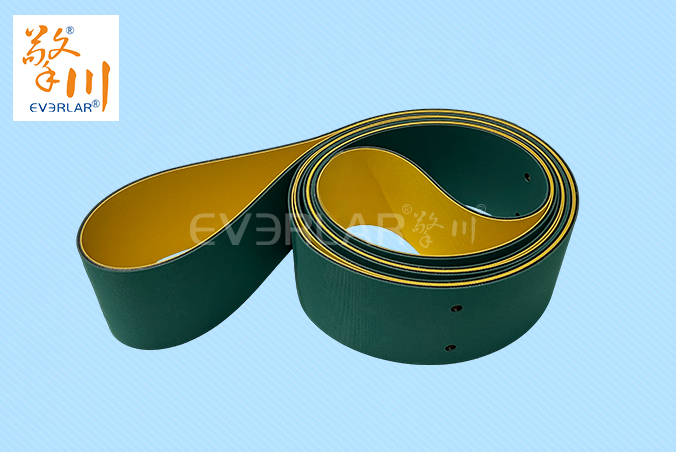 黃綠片基帶加打孔低噪音抗撕裂印刷紡織包裝行業(yè)高速傳動帶