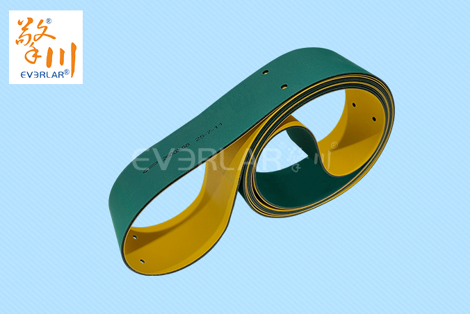 黃綠片基帶加打孔低噪音抗撕裂印刷紡織包裝行業(yè)高速傳動帶