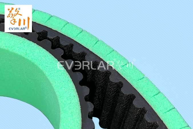 橡膠同步帶加綠色發(fā)泡膠防滑低噪音食品包裝傳動帶齒形帶定制