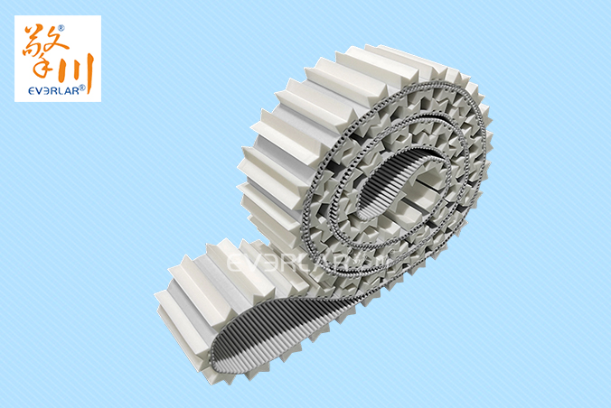 PU同步帶加V型擋塊食品包裝生產(chǎn)線工業(yè)傳動帶定制