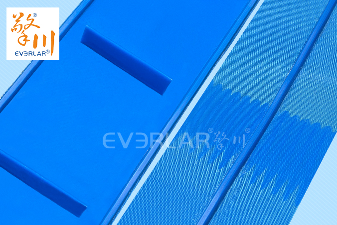 藍色PU輸送帶加導條擋板食品級耐磨食品醫(yī)藥包裝設(shè)備傳送帶